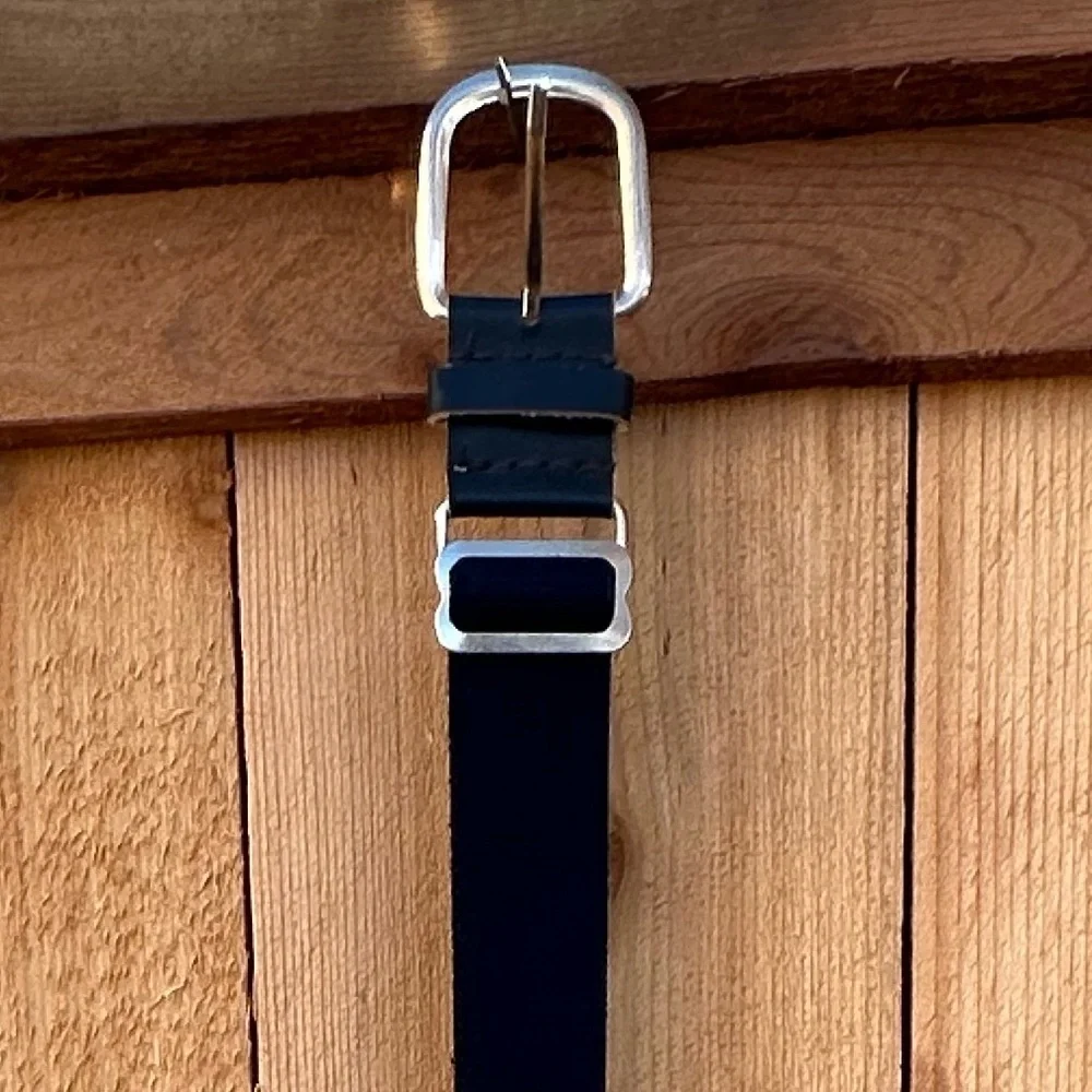 Softball. Baseball. Navy Youth Athletic Belt with Silver Buckle